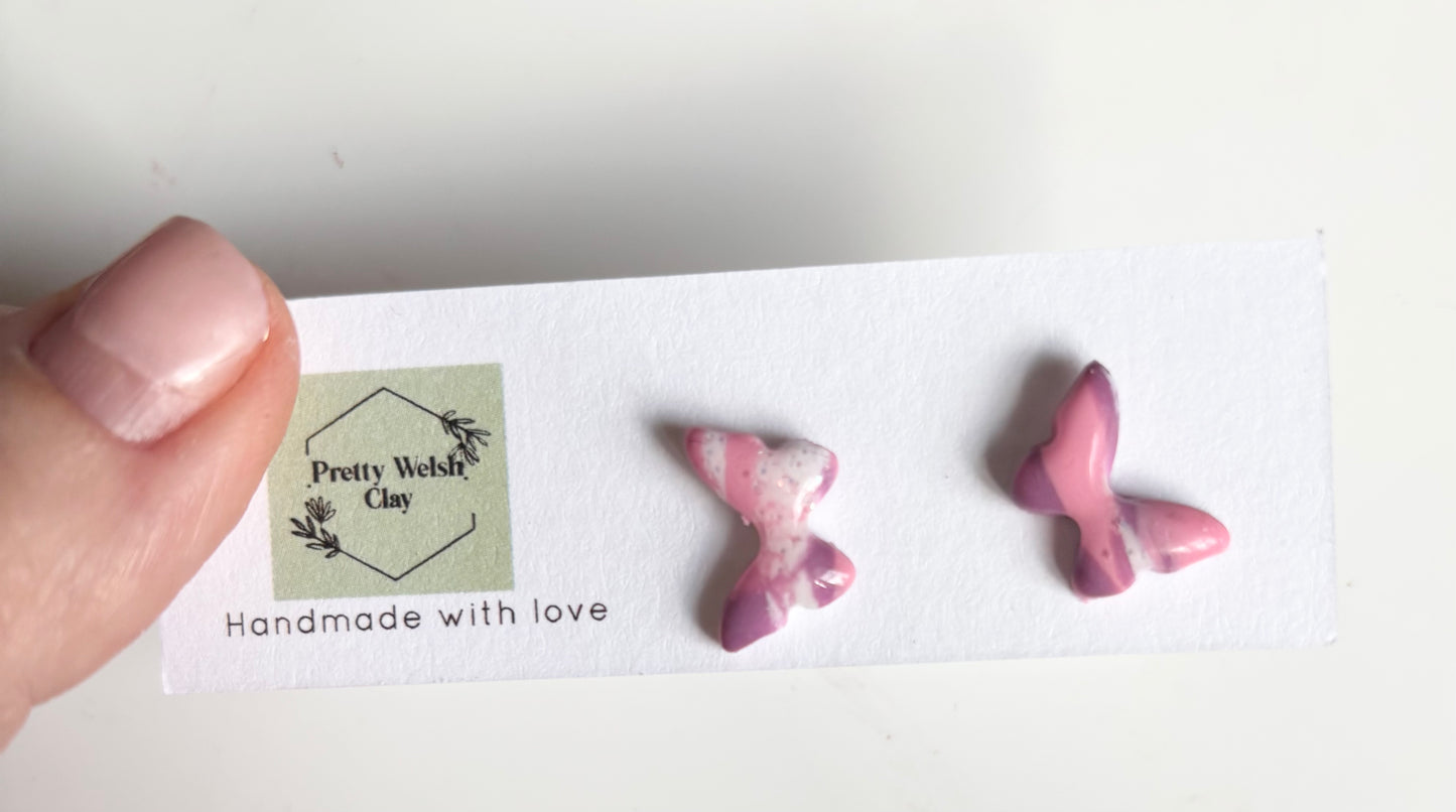 Candy floss butterfly stud