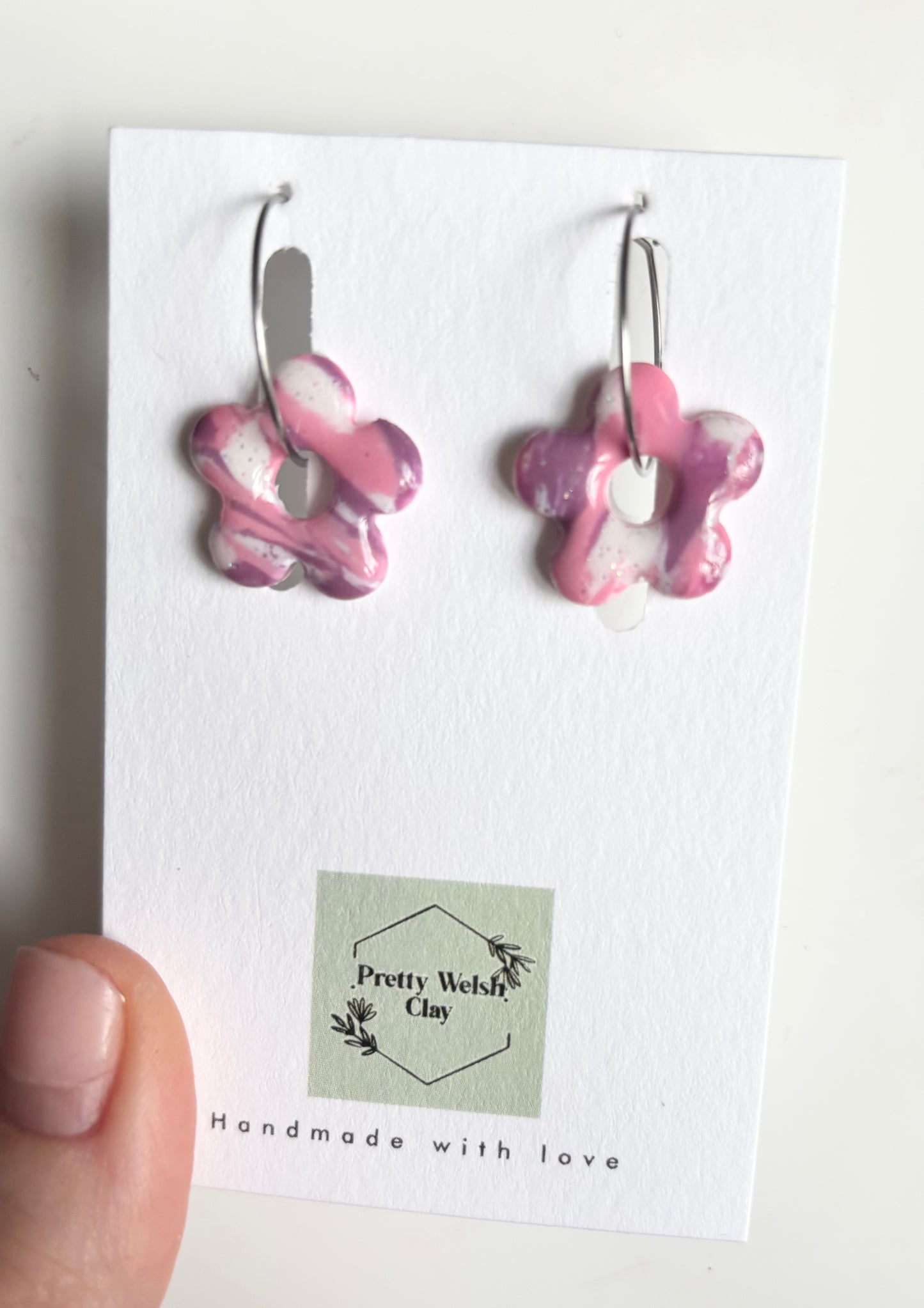 Candy floss flower hoops