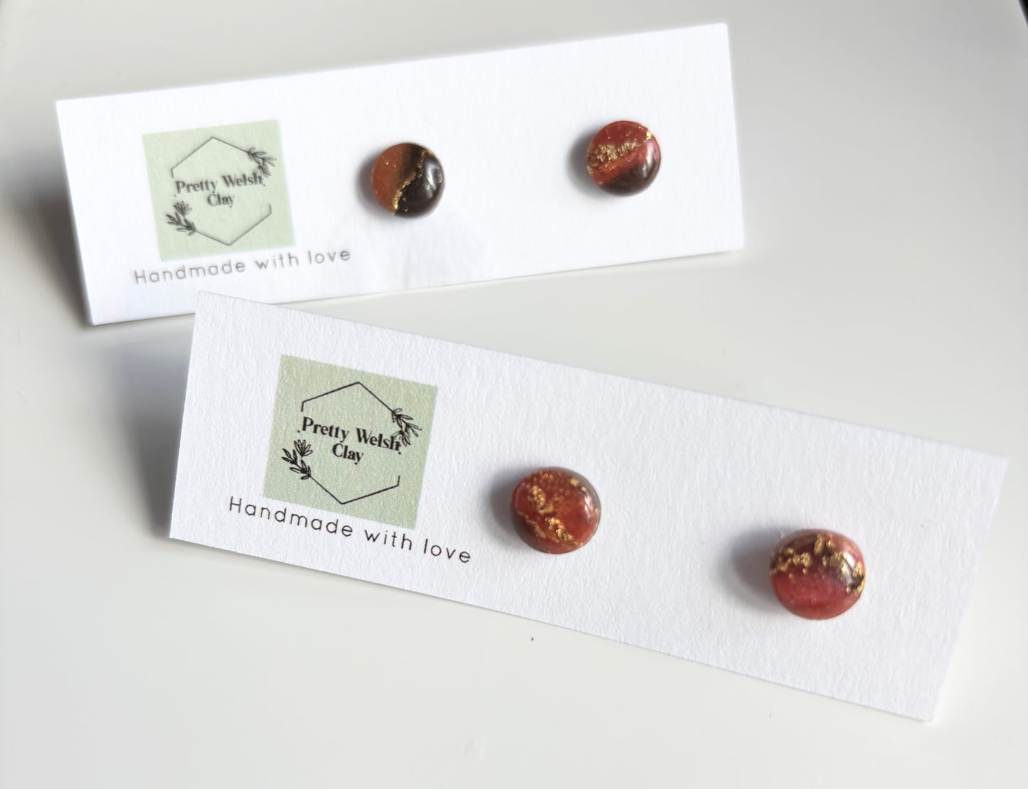 Autumn marble circle studs