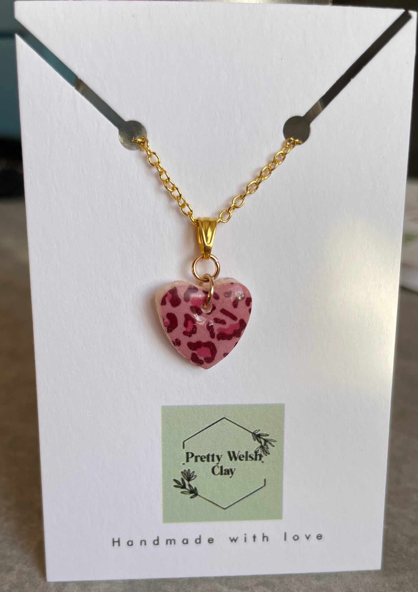 Pink leopard print necklace