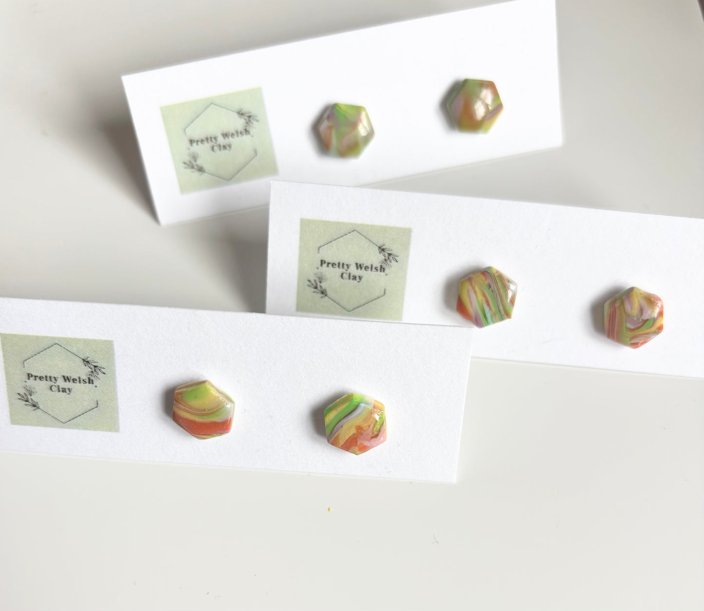 Hexagon marble studs