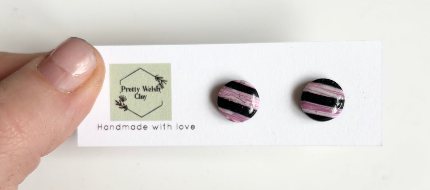 Candy floss stripe circle studs