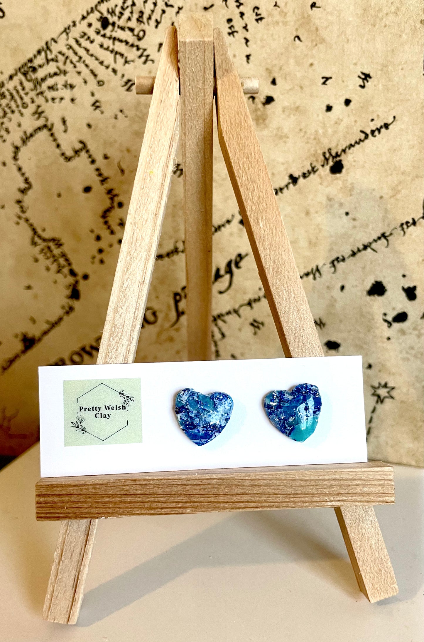 Large Blue marbled hearts