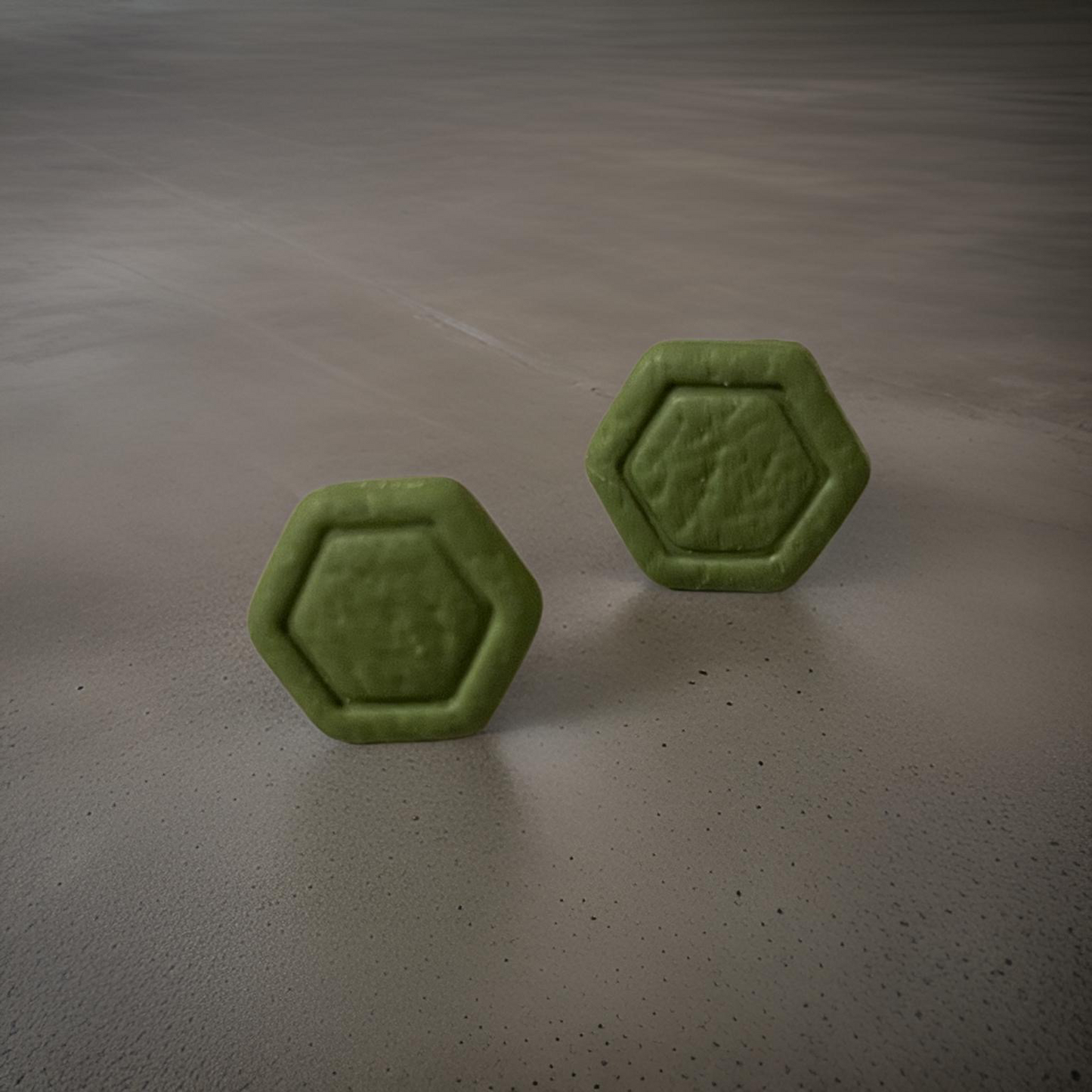 Green hexagon studs