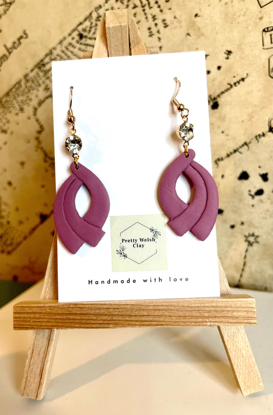Plum dangles with diamonte