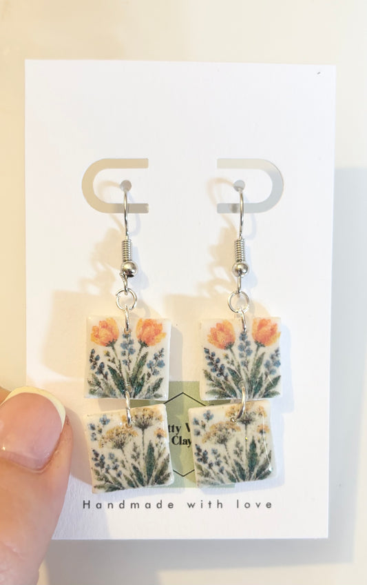 Calfornia poppy and yarrow tiles