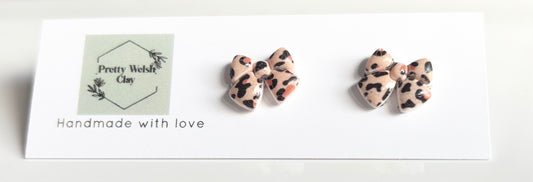 Leopard print bow stud