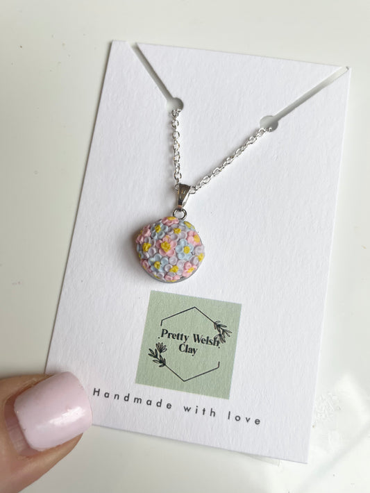 One of kind flower dome necklace