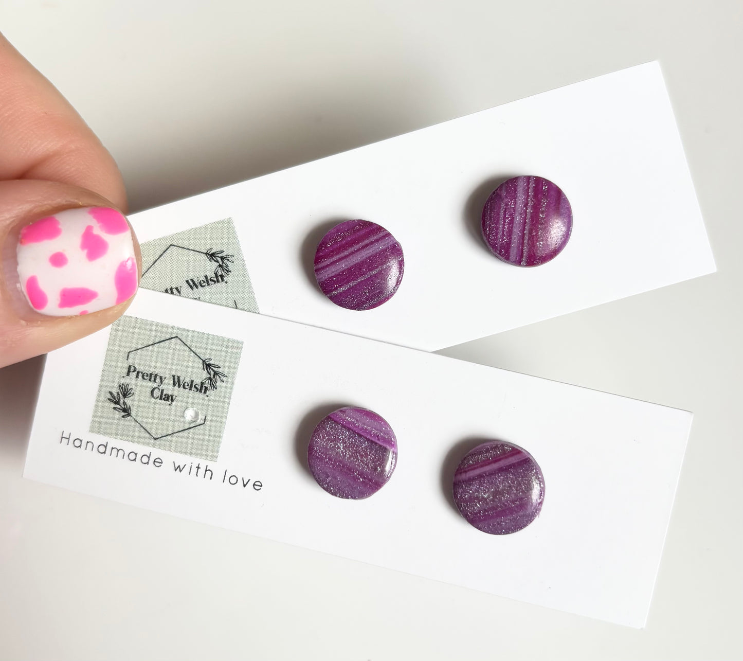 Cosmic plum circle studs