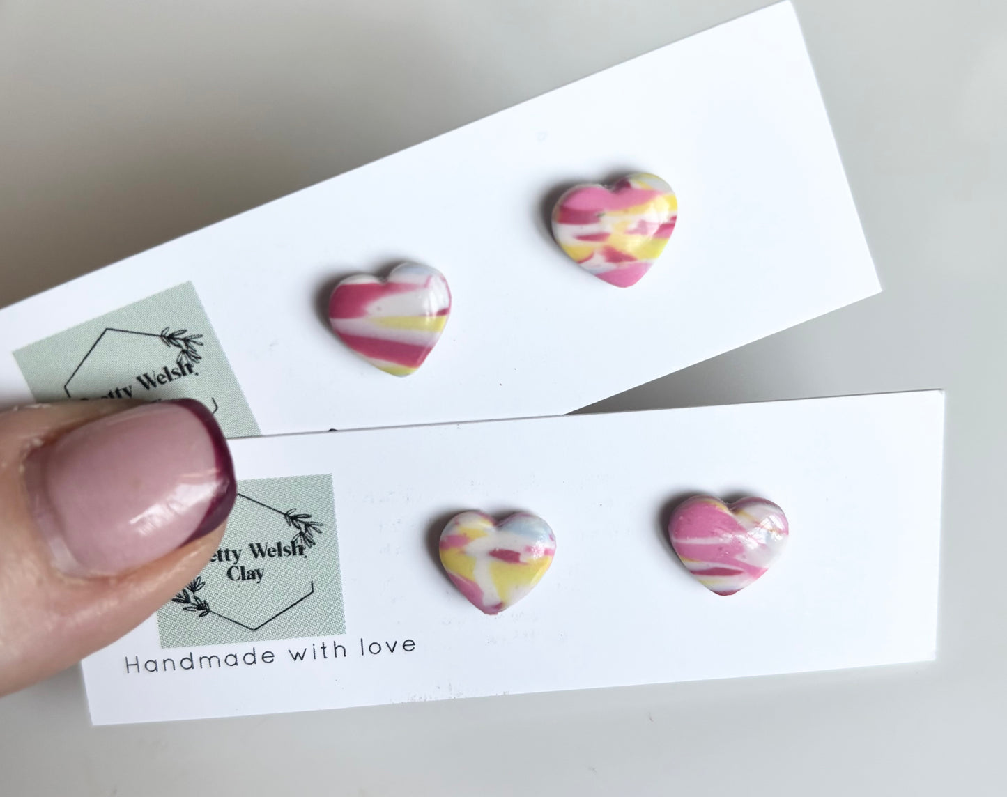 Berry swirl heart studs
