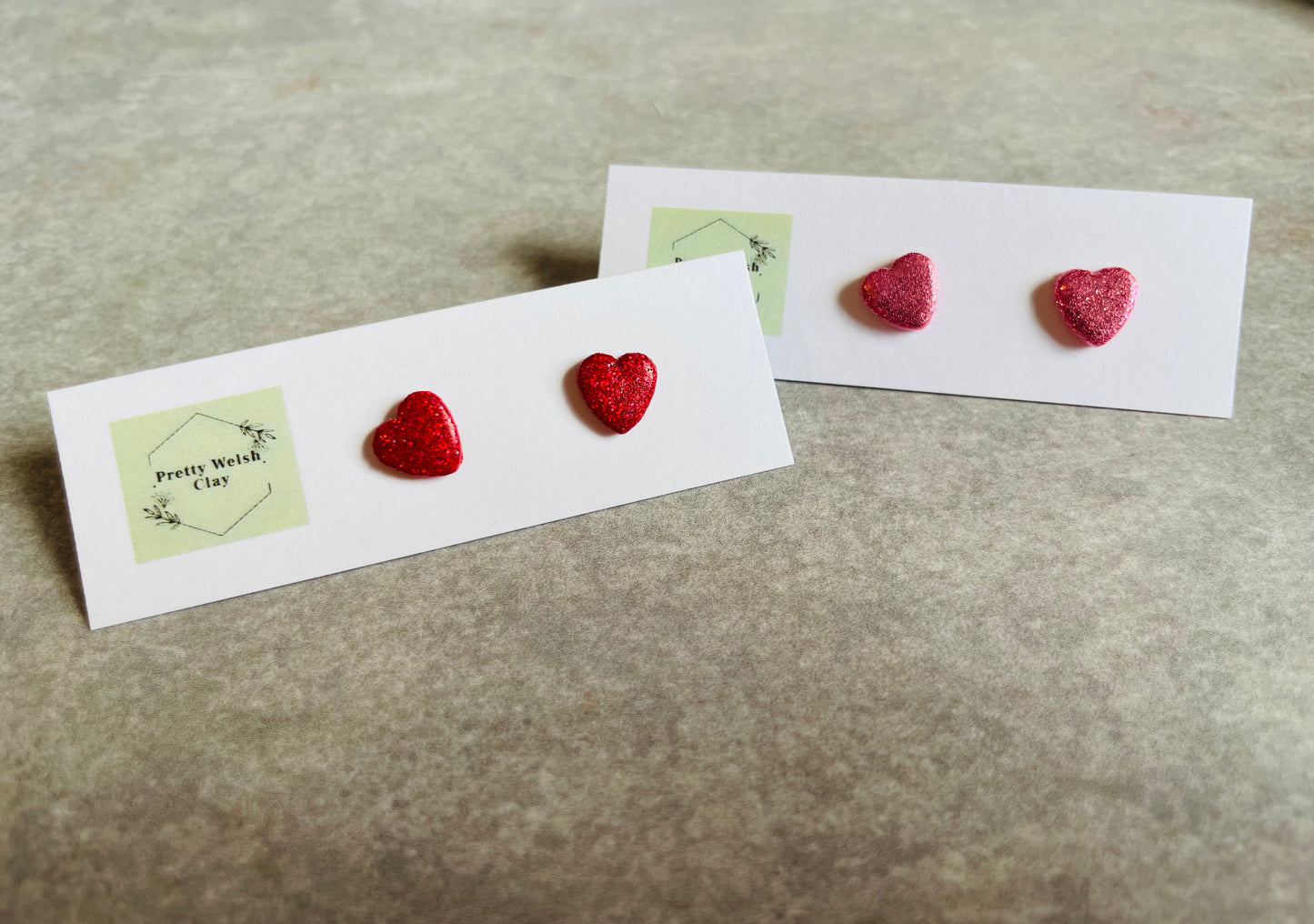 Mini glitter heart studs