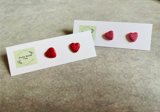 Mini glitter heart studs