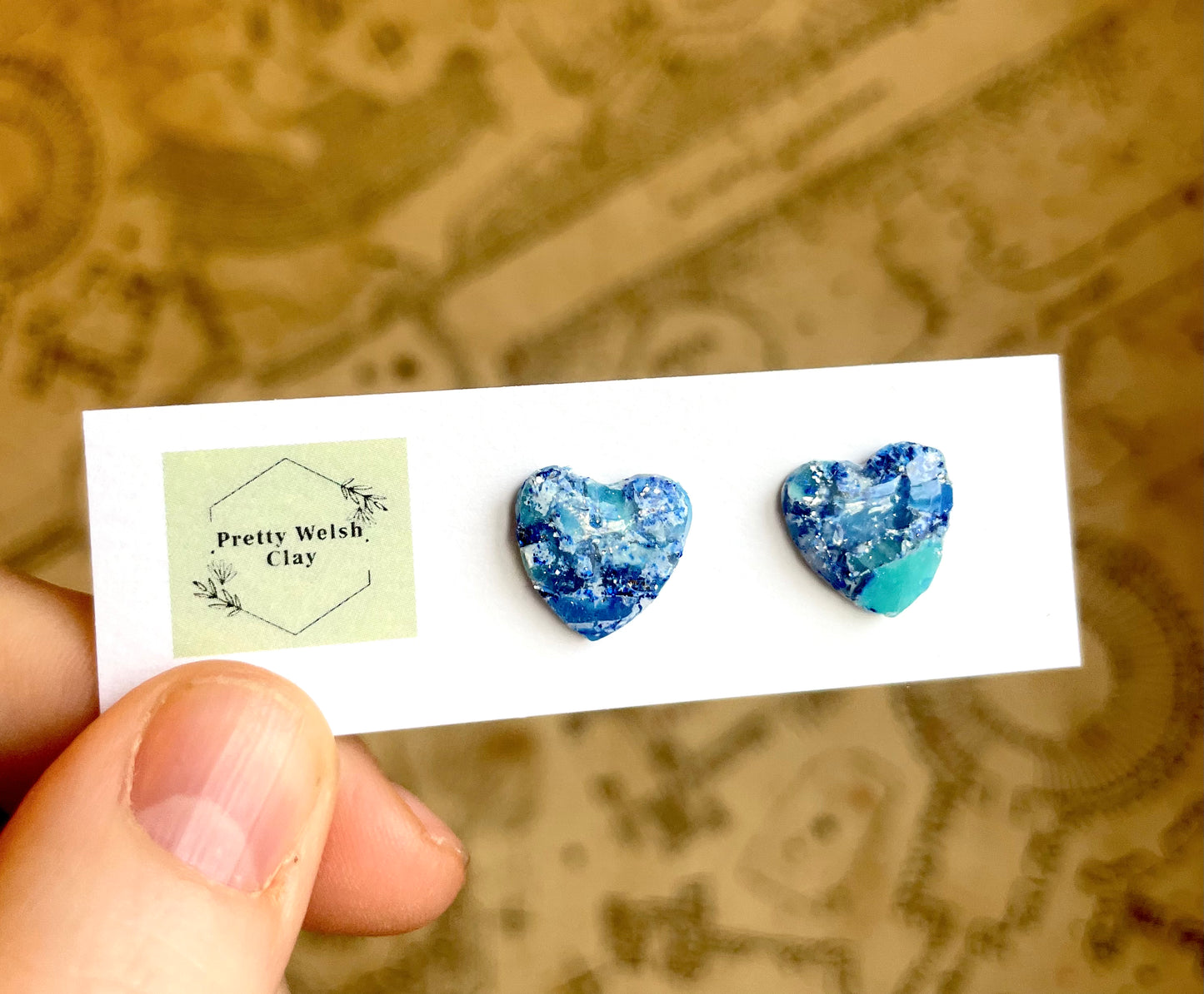 Large Blue marbled hearts