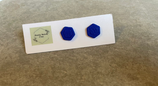 Blue hexagon stud