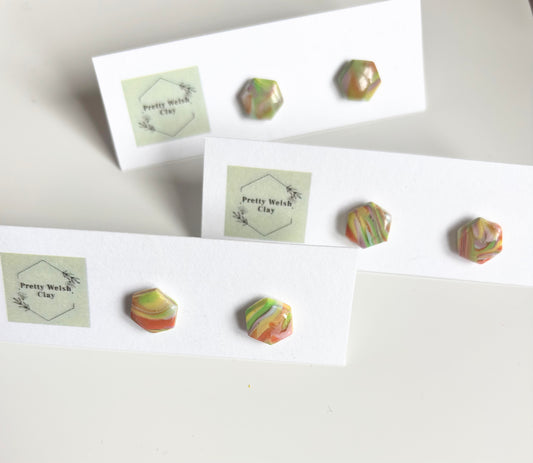 Hexagon marble studs