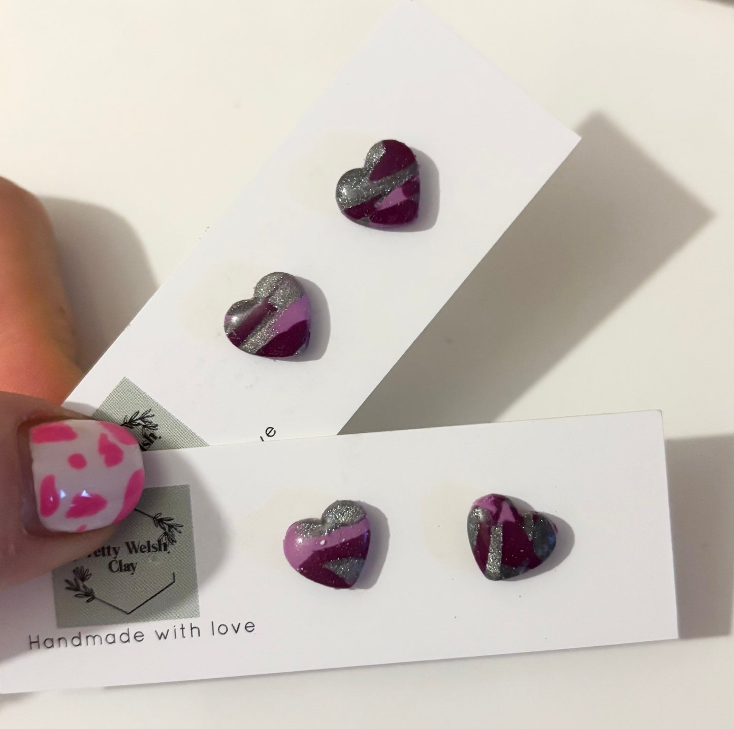 Purple rain heart studs