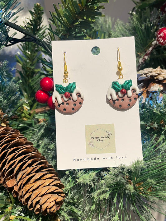 Christmas pudding earrings