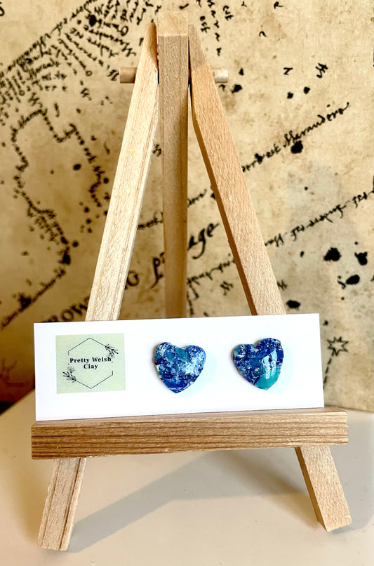 Large Blue marbled hearts