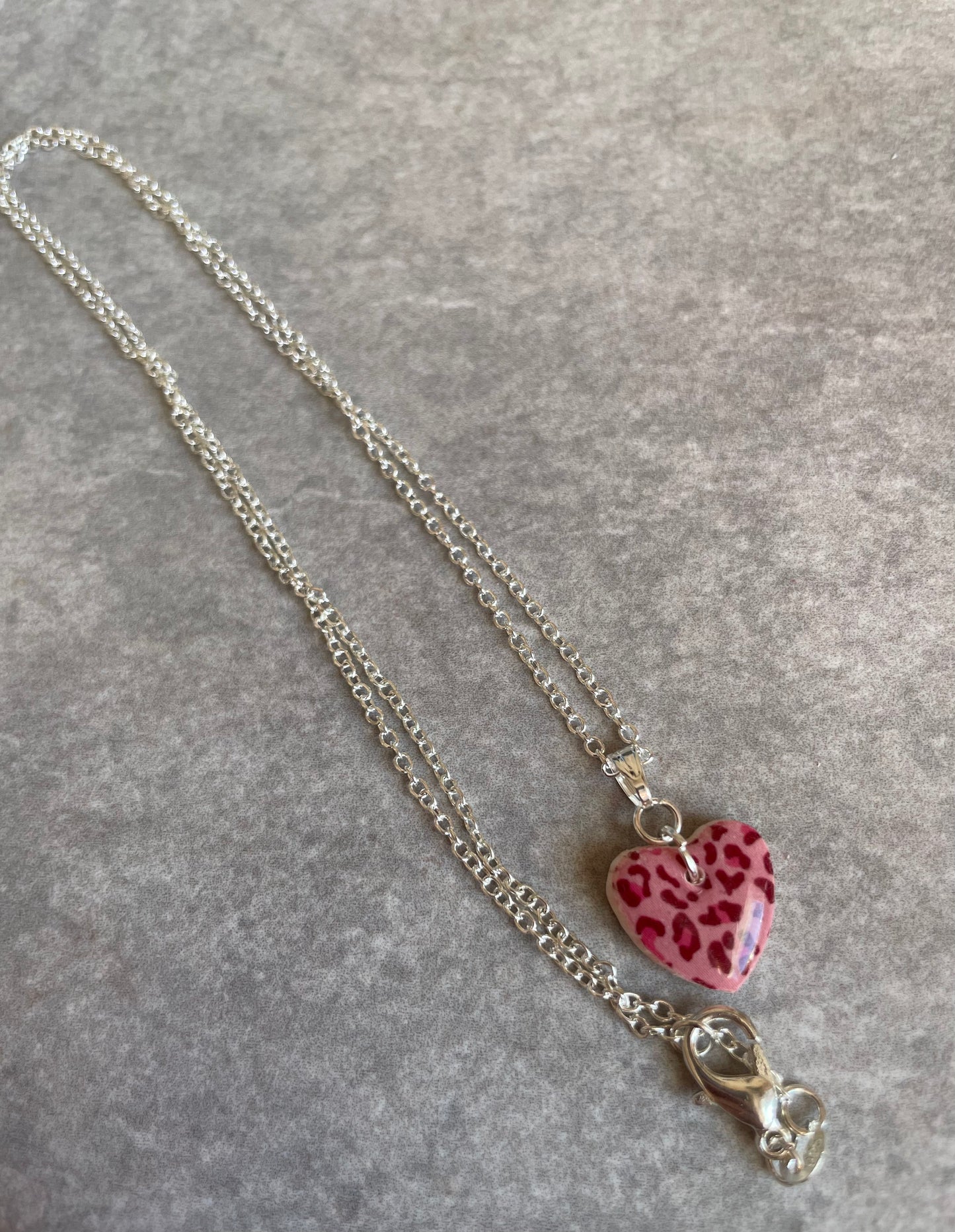 Pink leopard print necklace