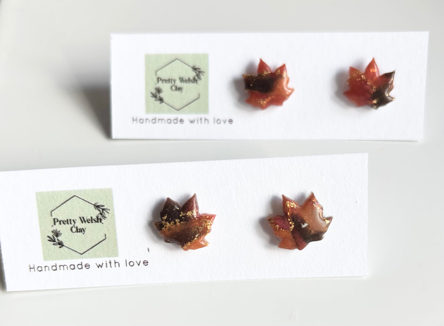 Autumn marble leaves studs