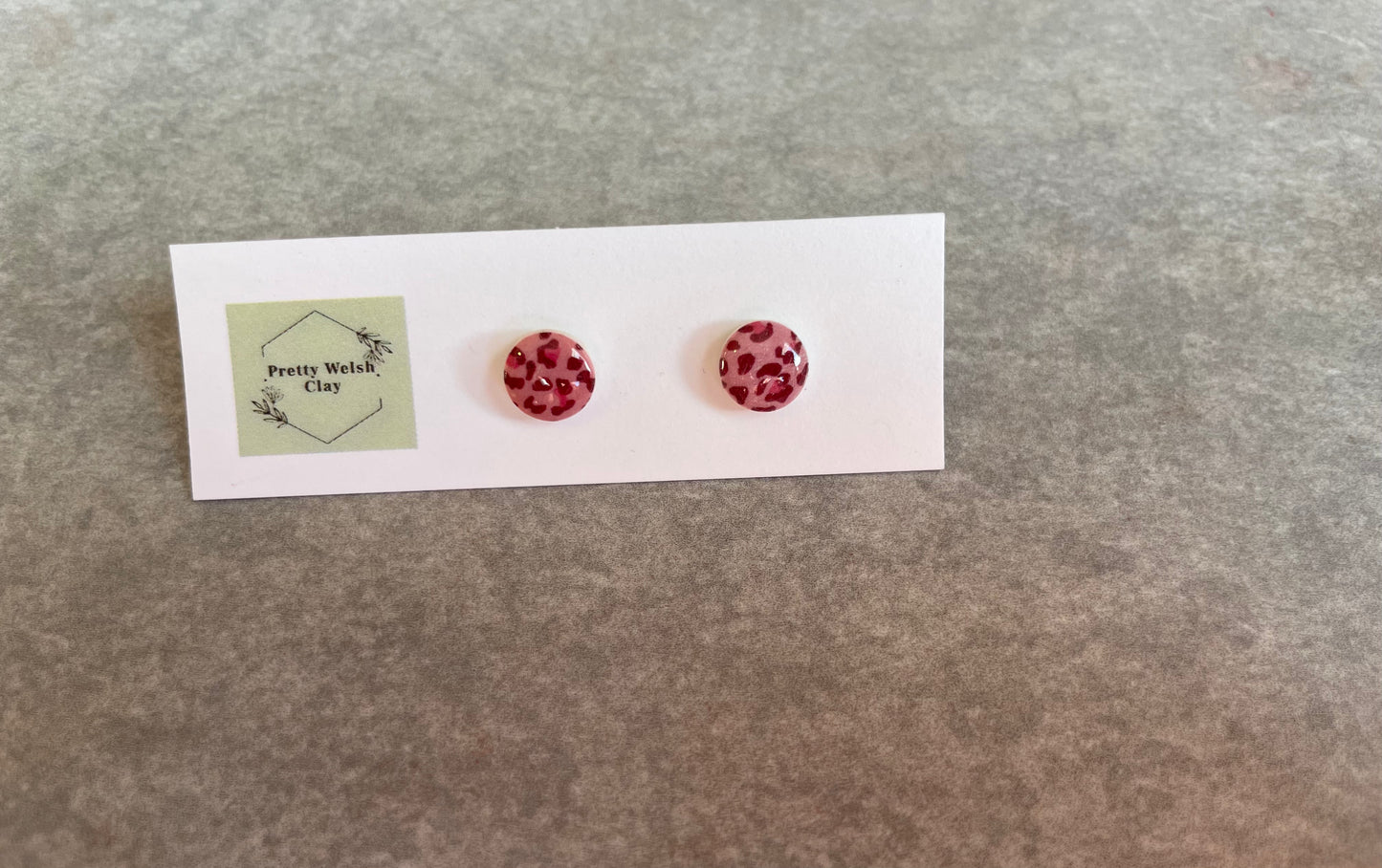 Mini circle leopard print studs