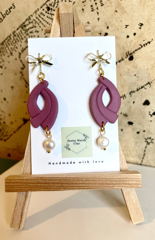 Plum dangles with pearl