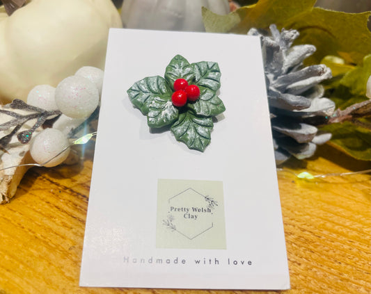 Holly brooch