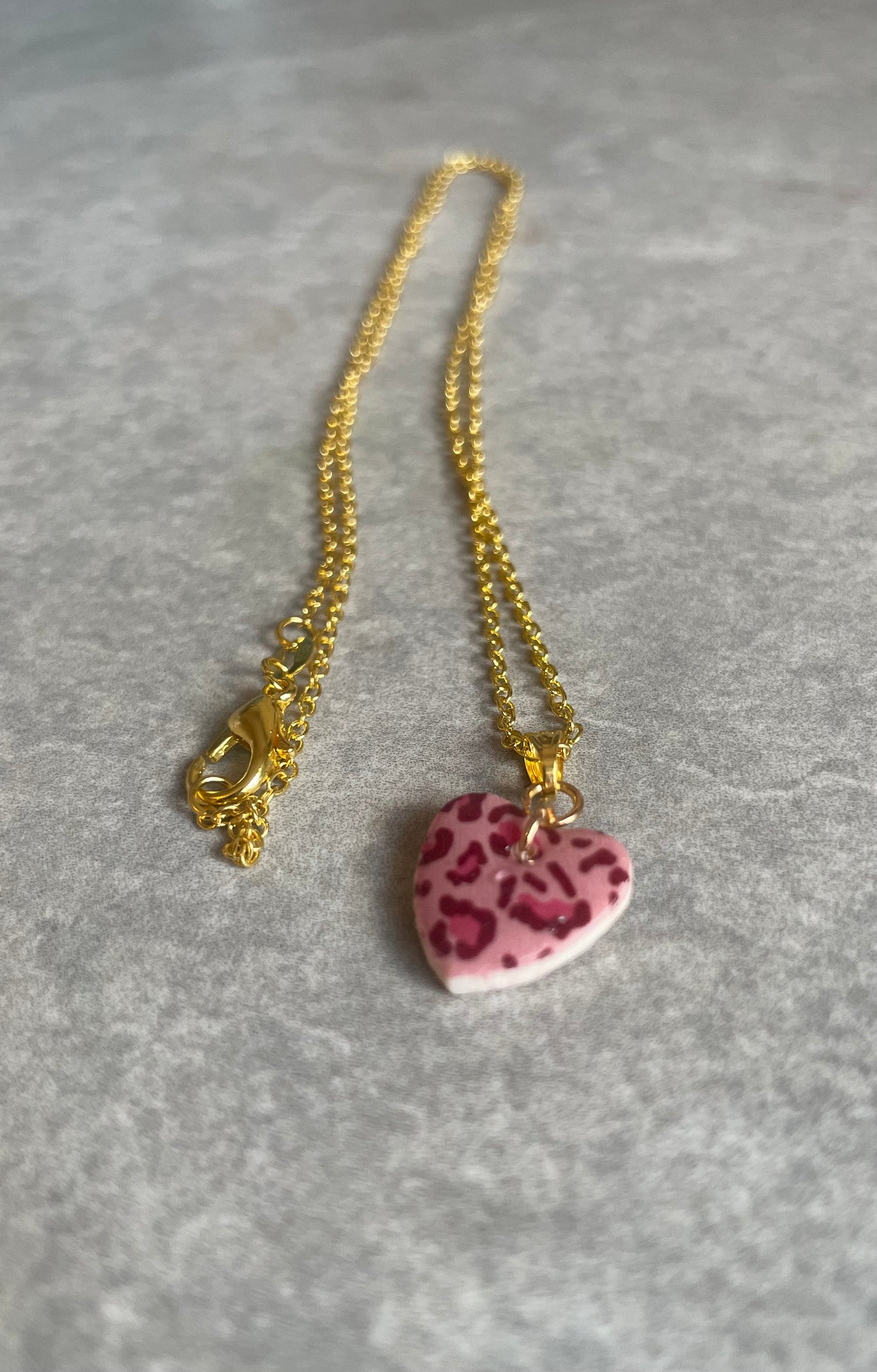 Pink leopard print necklace