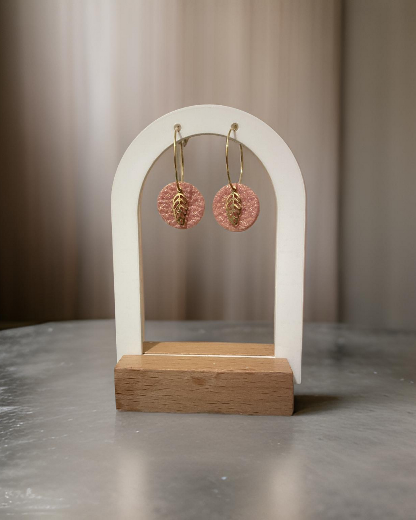 Pink hoop dangles