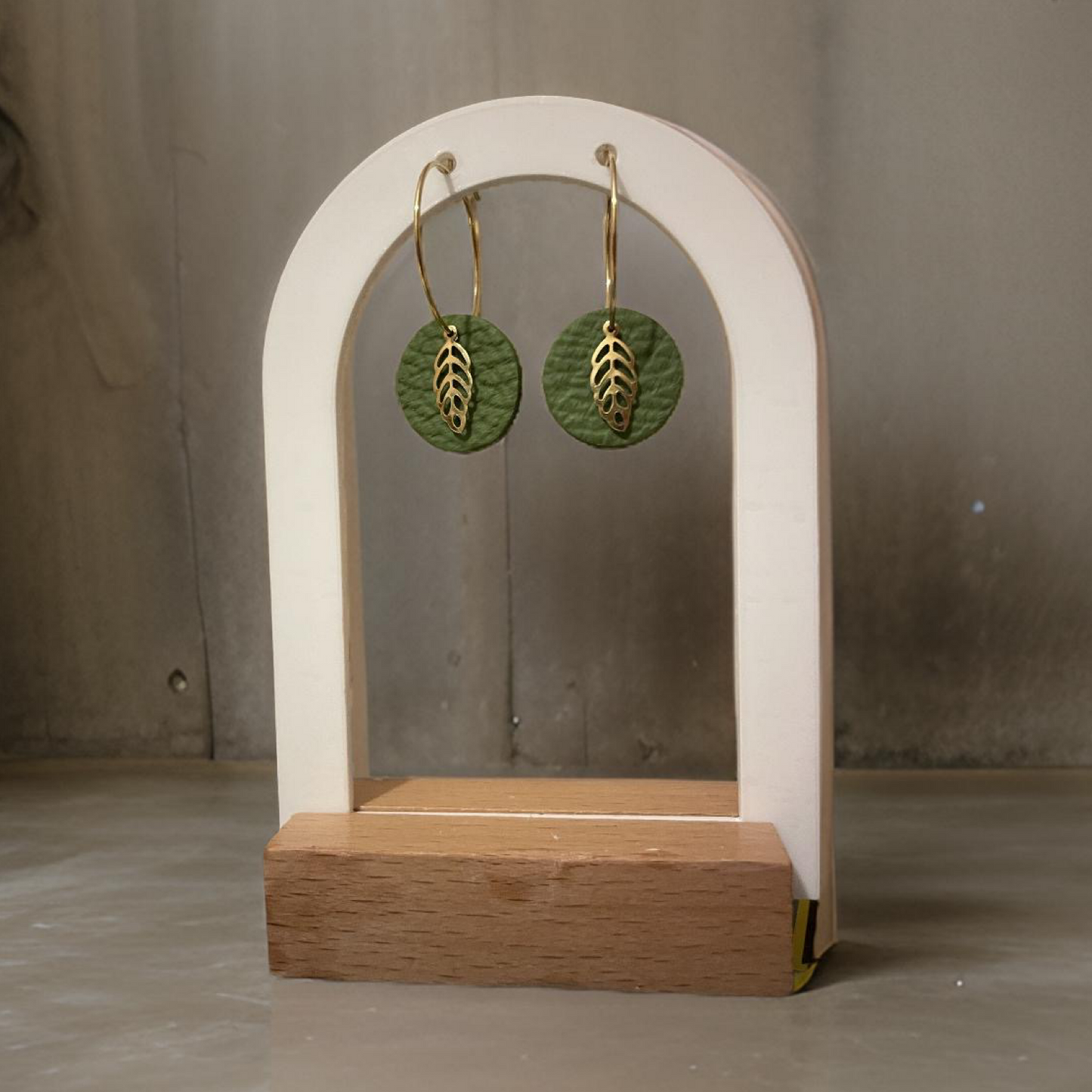 Green dangle hoops
