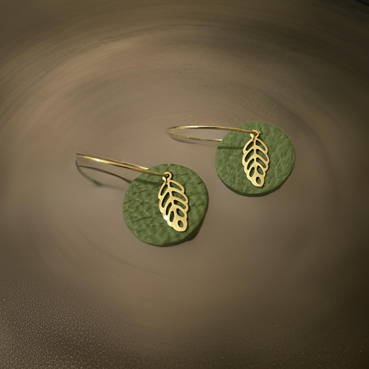 Green dangle hoops