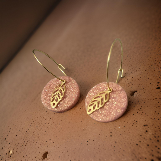Pink hoop dangles