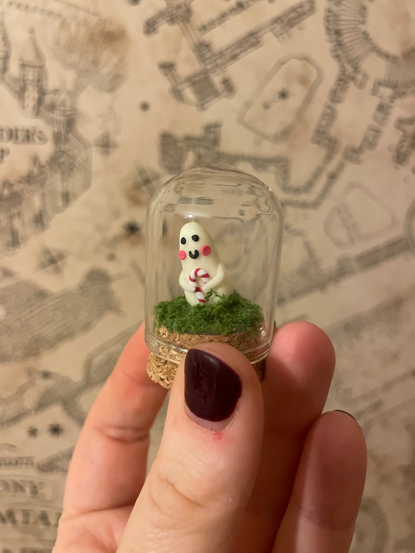 Candy cane smiley ghost