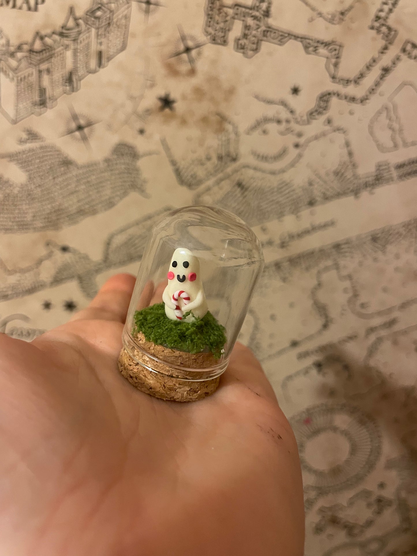 Candy cane smiley ghost