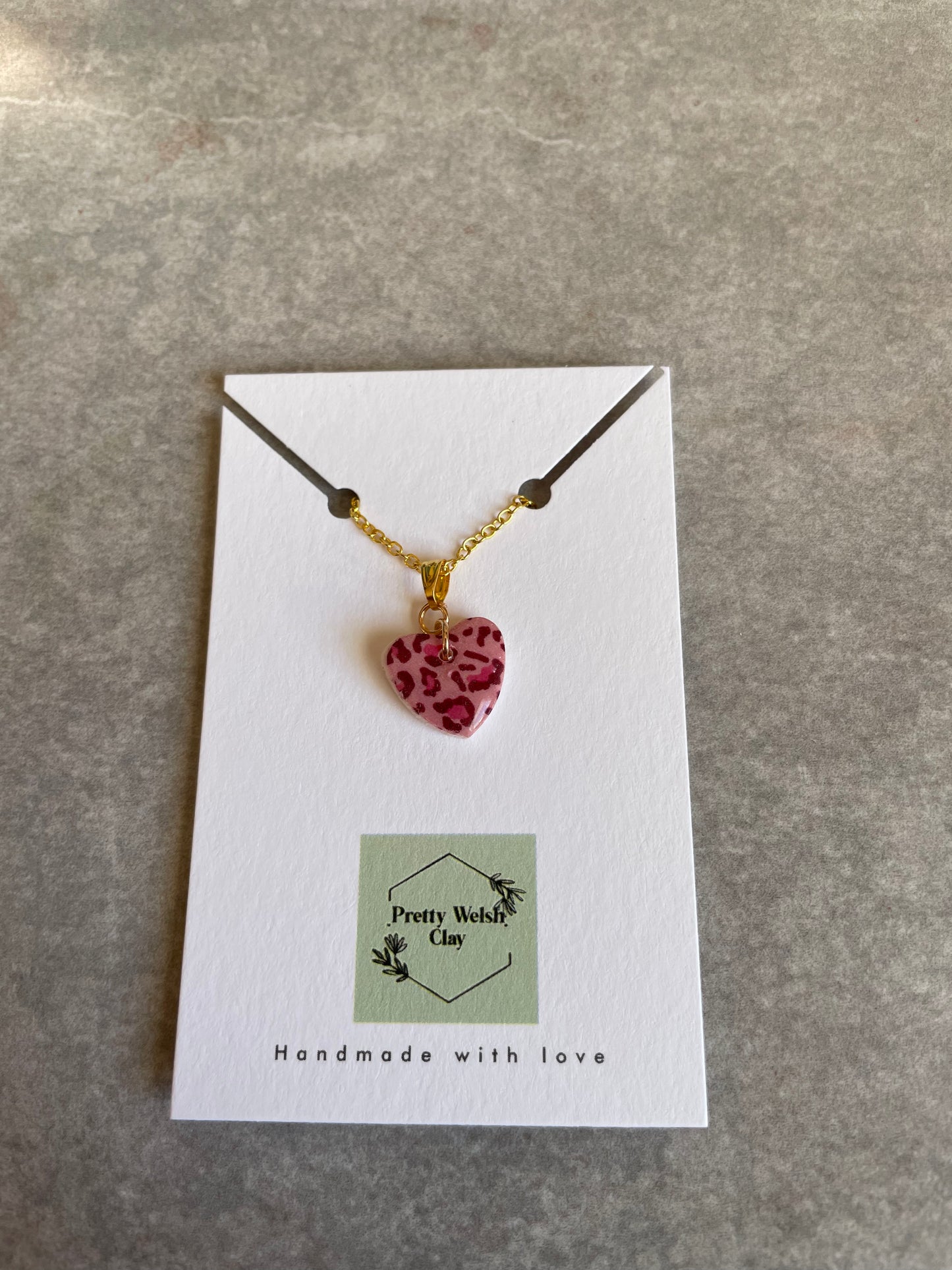 Pink leopard print necklace