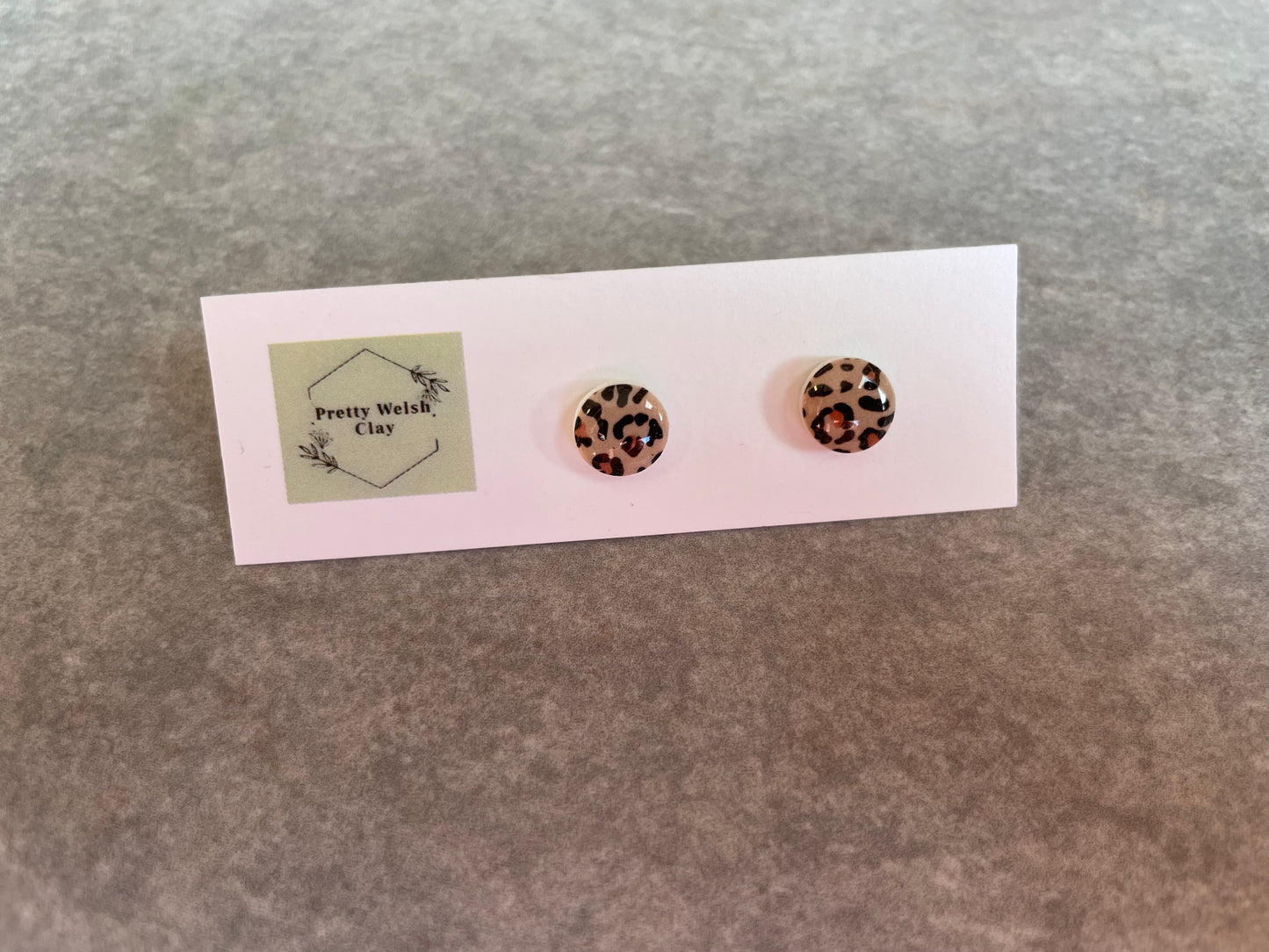 Mini circle leopard print studs