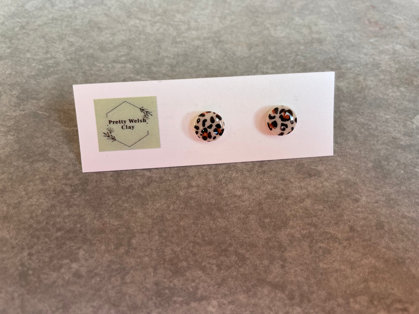 Mini circle leopard print studs